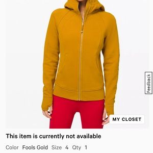 Lululemon scuba hoodie in fools gold color